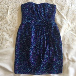 Multi colored strapless cocktail dress